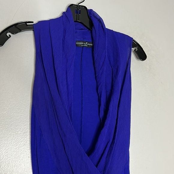 Marciano silk royal blue plunging V-neck woman’s bodysuit size small - Picture 3 of 6